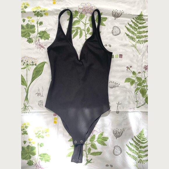 Other Stories V-cut Plunging Modal Stretch Bodysuit Black Size 2 - Picture 4 of 11